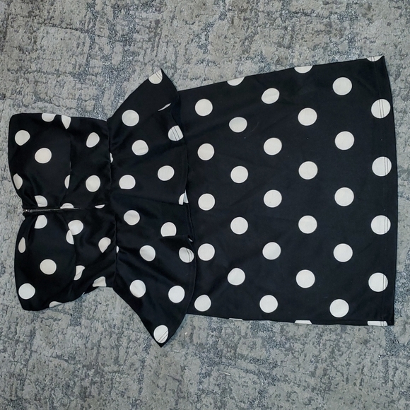 NWT - Agaci MD Retro Polka Dot Peplum Strapless Bodycon Cocktail Dress - Picture 3 of 10